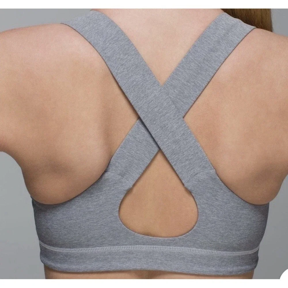 Lululemon All Sport Bra Heathered Slate Luxtreme Criss Cross Straps Size‎ 10